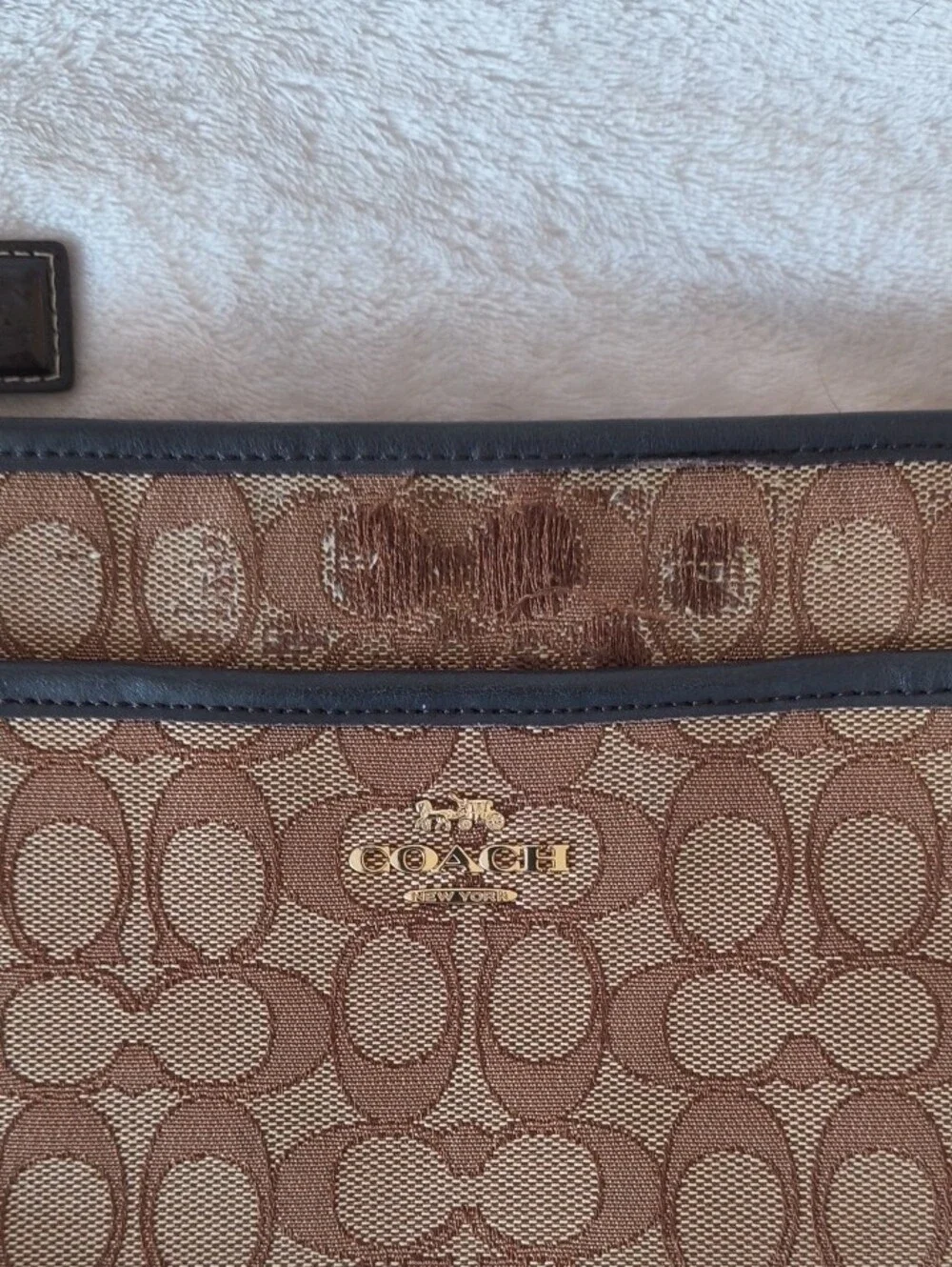 Coach Tan/Brown Signature Canvas Crossbody Bag
